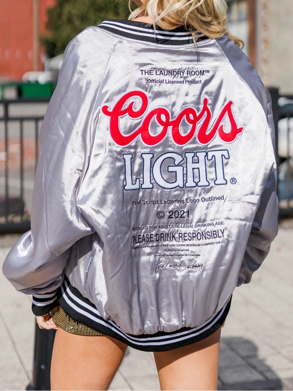 Coors Light Silver Satin Bomber Jacket - The Laundry Room
